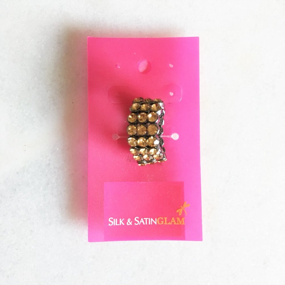 3/$36 - New! NWT Silk & Satin La Senza - Cocktail ring amber color sparkly gems